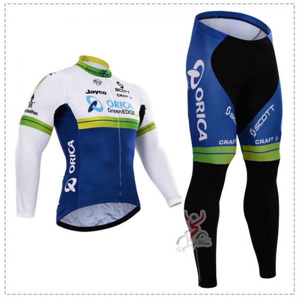 2015 Orica Greenedge Fietskleding Fietsshirt lange mouw+Lange fietsbroeken 2374