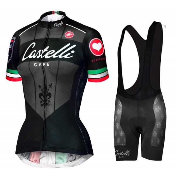 2015 Dames Castelli Fietskleding Fietsshirt Korte+Korte fietsbroeken Bib 3596