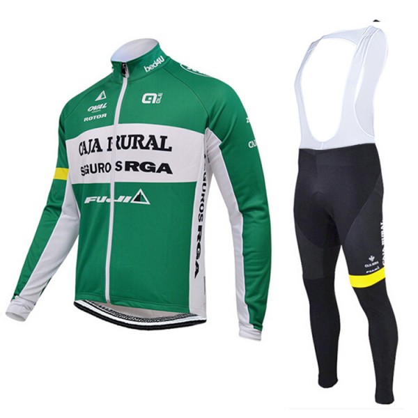 2015 CAJA RURAL Fietskleding Fietsshirt lange mouw+Lange fietsbroeken Bib 2333