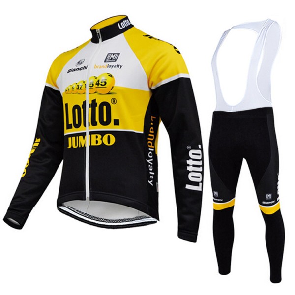 2015 Lotto Jumbo Fietskleding Fietsshirt lange mouw+Lange fietsbroeken Bib 1849
