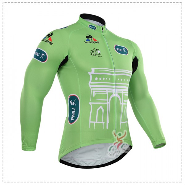 2015 Tour de France Fietsshirt lange mouw vert 2097