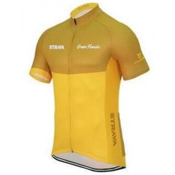 2016 Strava geel Fietsshirt Korte Mouw 2016036666