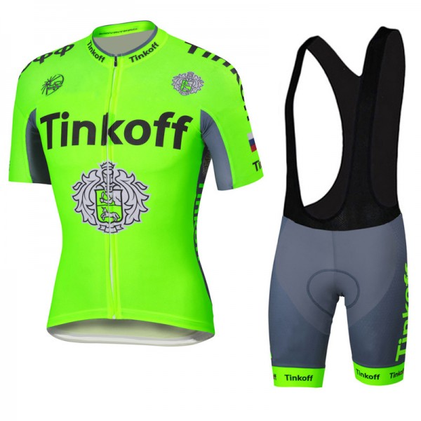 2016 Tinkoff Saxo Bank Fluo Green Fietskleding Fietsshirt Korte+Korte fietsbroeken Bib 02 2016036068