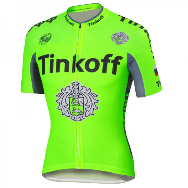 2016 Tinkoff Saxo Bank Fluo Green Fietsshirt Korte Mouw 2016036070