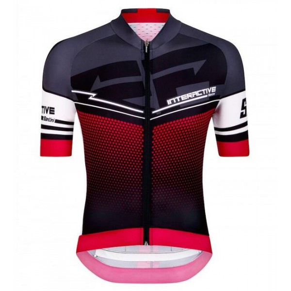 2016 Santini Interactive 30 zwart rood Fietsshirt Korte Mouw 2016036611