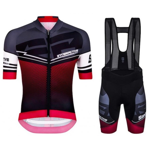 2016 Santini Interactive 30 zwart rood Fietskleding Fietsshirt Korte+Korte Fietsbroeken Bib 2016036613