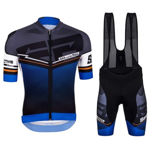 2016 Santini Interactive 30 zwart blauw Fietskleding Fietsshirt Korte+Korte Fietsbroeken Bib 2016036616