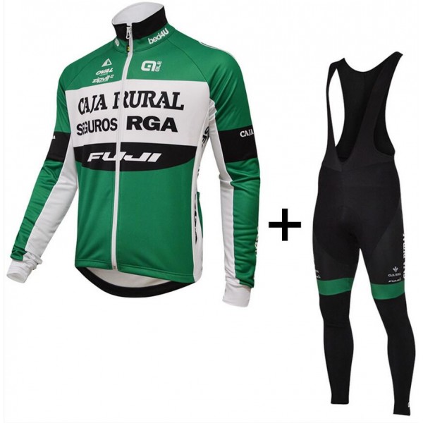 2015 Caja Rural Fietskleding Fietsshirt lange mouw+Lange fietsbroeken Bib 2016036698