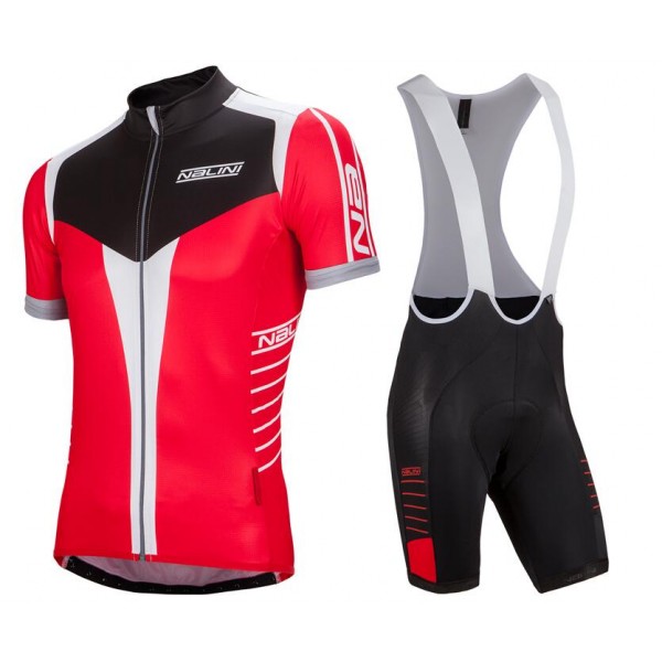 Nalini PRO rood Fietskleding Fietsshirt Korte+Korte Fietsbroeken Bib zwart wit rood 20160959