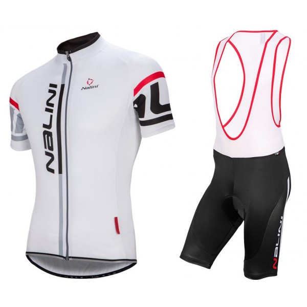 NALINI PRO Logo Summer Fietskleding Fietsshirt Korte+Korte Fietsbroeken Bib wit 20160971