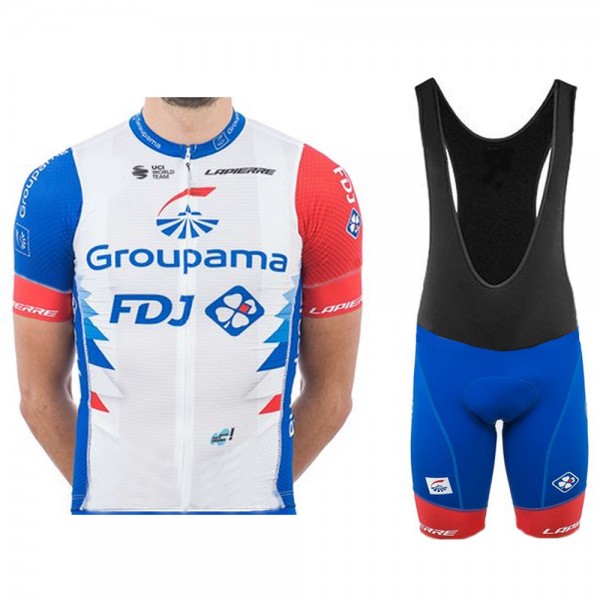 Groupama Fdj 2021 Fietskleding Fietsshirt Korte Mouw+Korte Fietsbroeken Bib zwart 2021168