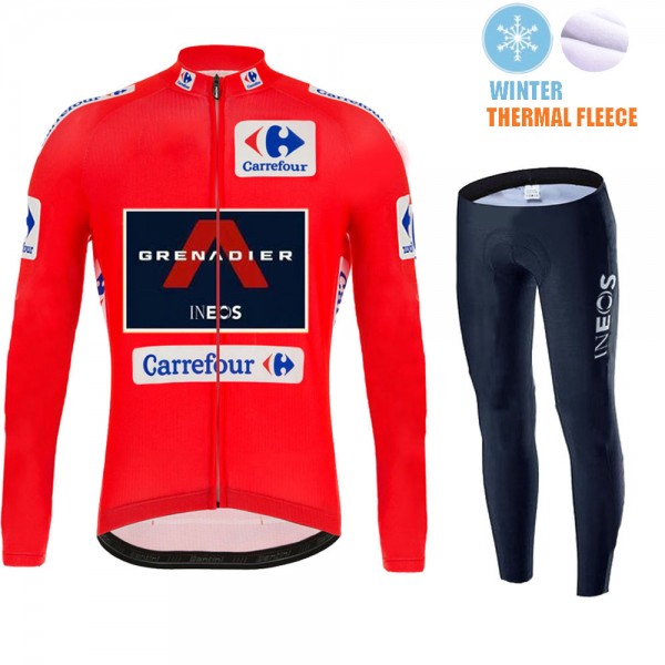 Winter Fleece INEOS Grenadier Spanish Pro Team 2021 Fietskleding Fietsshirt Lange Mouw+Lange Fietsbroek Bib 20210464