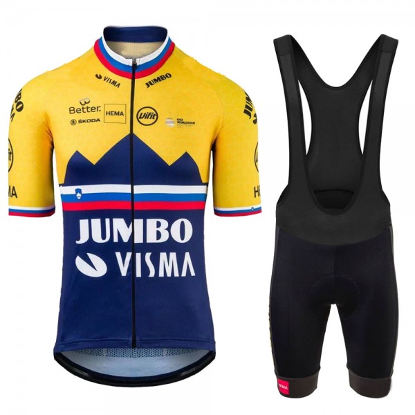 Jumbo Visma SLovenia Pro 2021 Team Fietskleding Fietsshirt Korte Mouw+Korte Fietsbroeken Bib 20210372