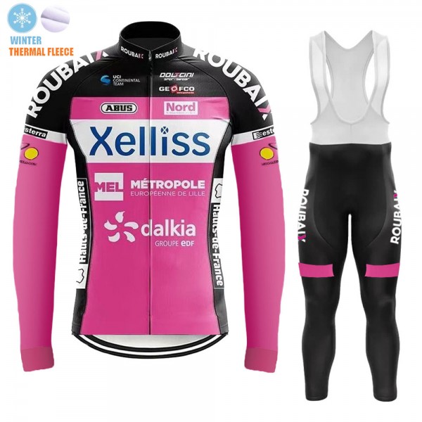 Winter Fleece Xelliss Pro Team 2021 Fietskleding Fietsshirt Lange Mouw+Lange Fietsbroek Bib 20210413