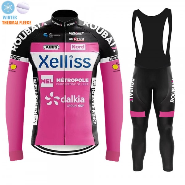 Winter Fleece Xelliss Pro Team 2021 Fietskleding Fietsshirt Lange Mouw+Lange Fietsbroek Bib 20210415