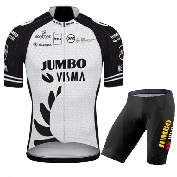 White Jumbo Visma New Zealand Pro Team 2021 Fietskleding Fietsshirt Korte Mouw+Korte Fietsbroeken Bib 20210600