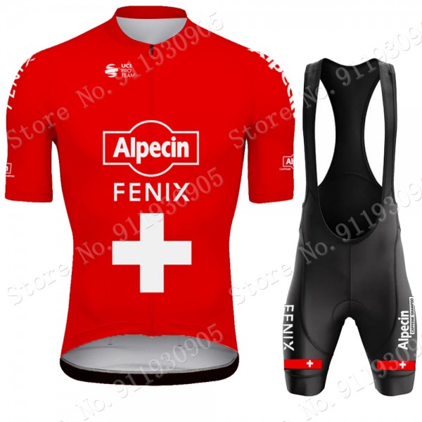 Alpecin Fenix Swiss Pro Team 2021 Fietskleding Fietsshirt Korte Mouw+Korte Fietsbroeken Bib 70607