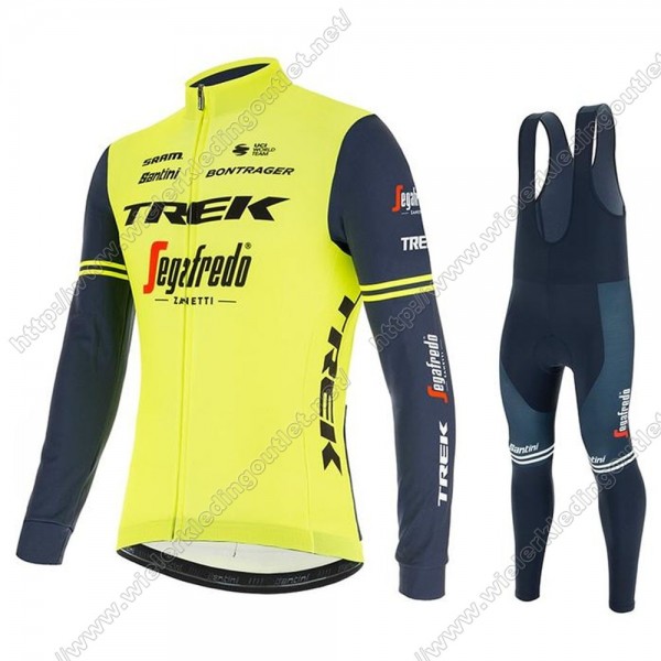 Trek Segafredo 2021 Fietskleding Fietsshirt Lange Mouw+Lange Fietsbroek Bib geel 41