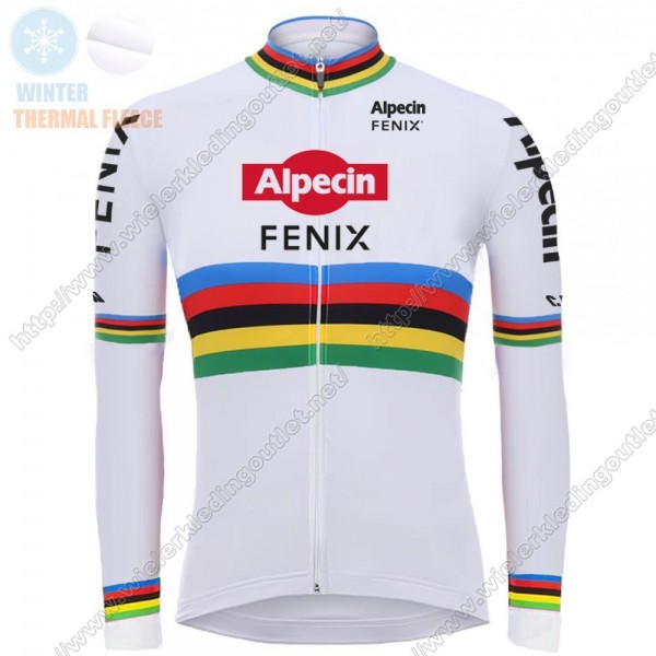 Winter 2021 Alpecin Fenix World Champion wit Fietsshirt Lange Mouw 91