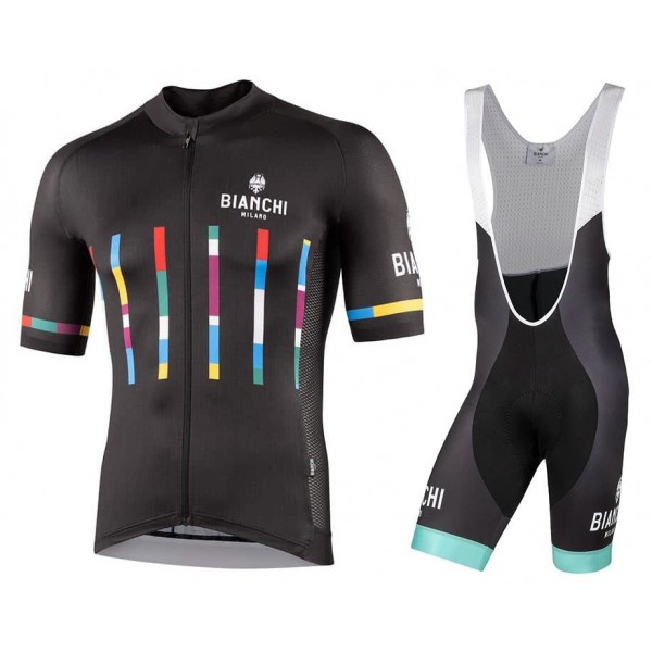 2022 Bianchi Milano Fanaco Black Fietskleding Fietsshirt Korte Mouw+Korte Fietsbroeken Bib jdxuV