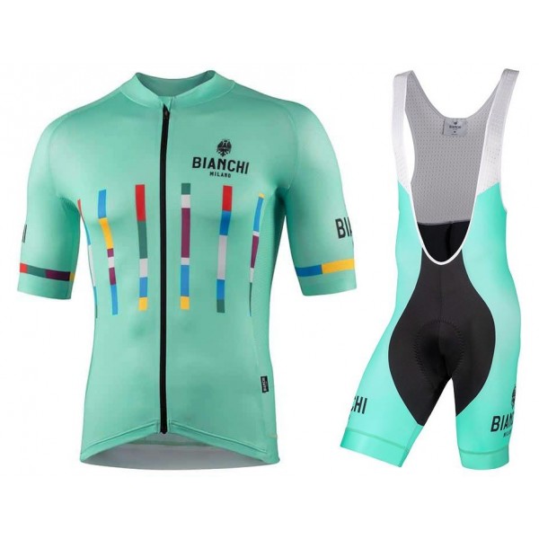 2022 Bianchi Milano Fanaco Green Fietskleding Fietsshirt Korte Mouw+Korte Fietsbroeken Bib drVPz