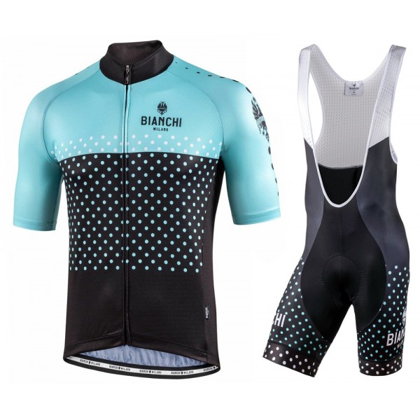 2022 Bianchi Milano Quirra Black Green Fietskleding Fietsshirt Korte Mouw+Korte Fietsbroeken Bib RXpLN