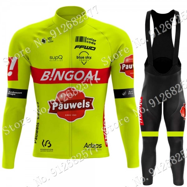 bingoal WALLONIE BRUXELLES 2022 Pro Team Fietskleding Fietsshirt Lange Mouw+Lange Fietsbroek 202202195