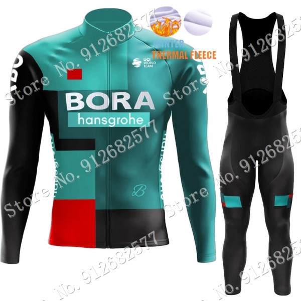 Winter Bora Hansgrohe 2022 Pro Team Fietskleding Fietsshirt Lange Mouw+Lange Fietsbroek Bib 202201080