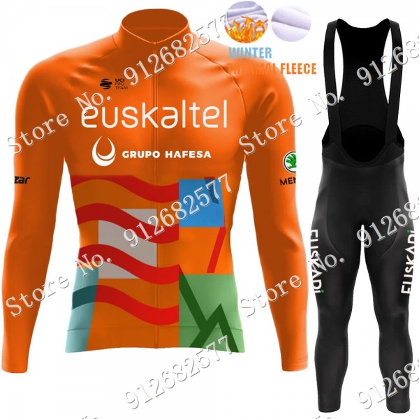 Winter euskadi euskaltel 2022 Pro Team Fietskleding Fietsshirt Lange Mouw+Lange Fietsbroek Bib 2022122541