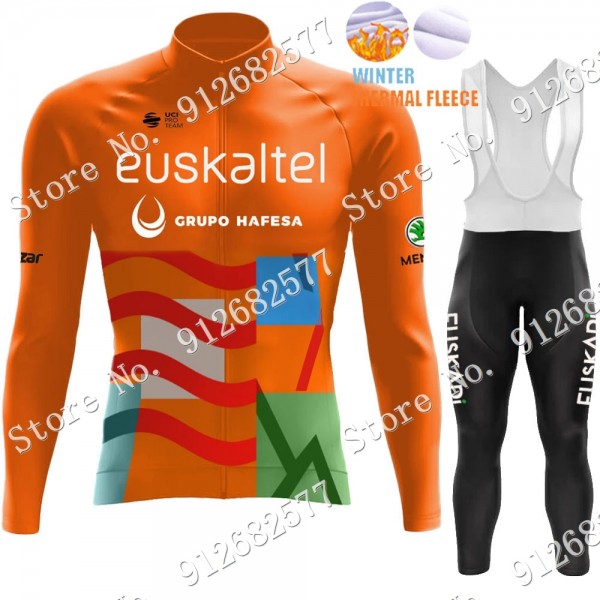 Winter euskadi euskaltel 2022 Pro Team Fietskleding Fietsshirt Lange Mouw+Lange Fietsbroek Bib 2022122542