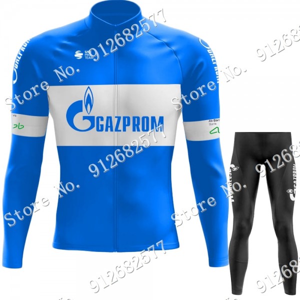 gazprom rusvelo 2022 Pro Team Fietskleding Fietsshirt Lange Mouw+Lange Fietsbroek 2022122600