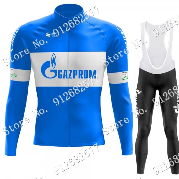 gazprom rusvelo 2022 Pro Team Fietskleding Fietsshirt Lange Mouw+Lange Fietsbroek Bib 2022122601