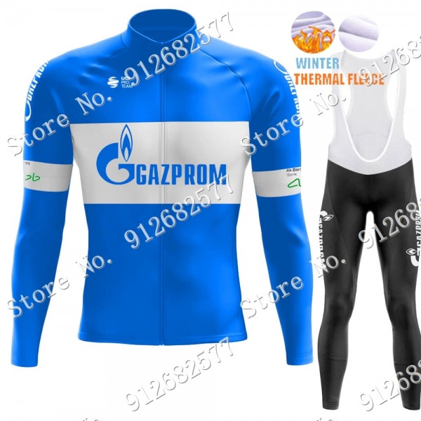 Winter gazprom rusvelo 2022 Pro Team Fietskleding Fietsshirt Lange Mouw+Lange Fietsbroek Bib 2022122608