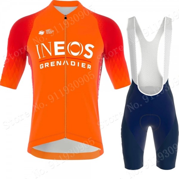 ineos grenadier Tour De France 2022 Team Fietskleding Fietsshirt Korte Mouw+Korte Fietsbroeken Orange 202223