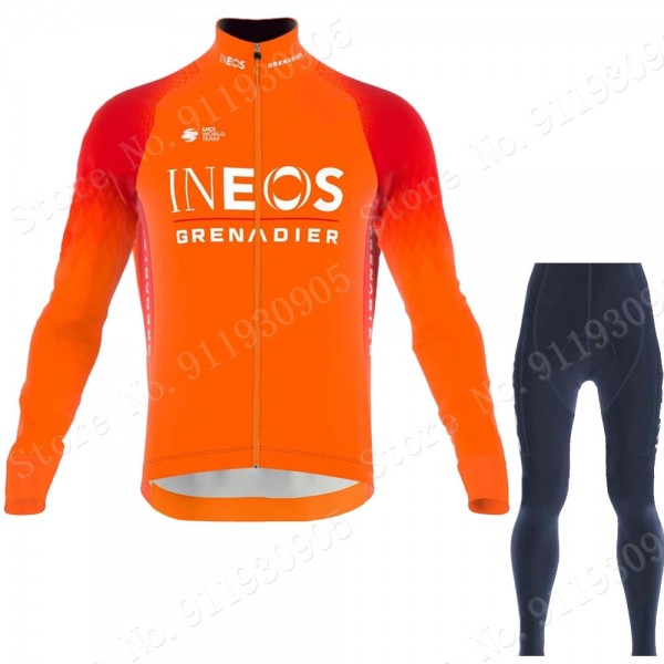 ineos grenadier Tour De France 2022 Team Fietskleding Fietsshirt Lange Mouw+Lange Fietsbroek Bib 202234