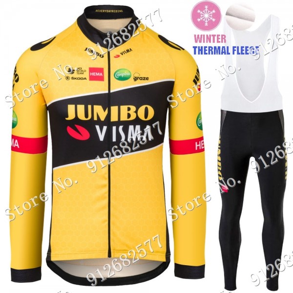 Winter jumbo visma 2022 Pro Team Fietskleding Fietsshirt Lange Mouw+Lange Fietsbroek Bib 2022122585