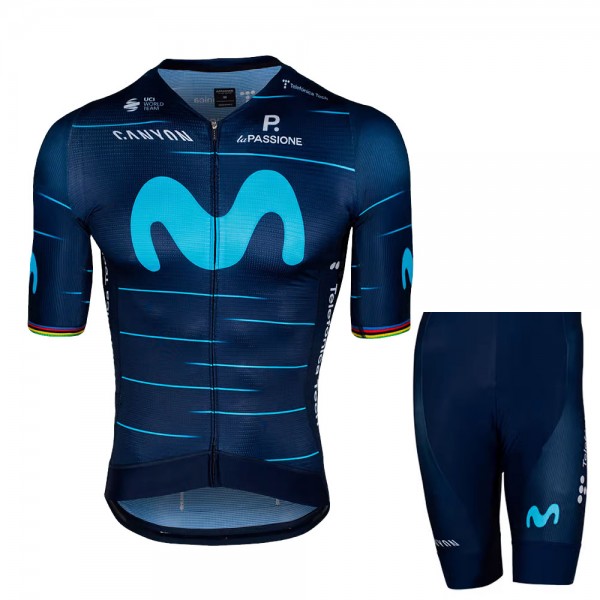 Team Movistar 2022 Fietskleding Fietsshirt Korte Mouw+Korte Fietsbroeken Bib World Champion 2022052928