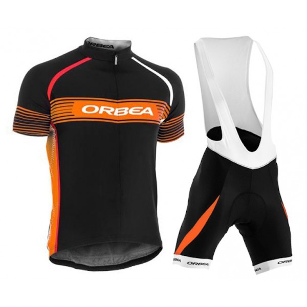 2015 Orbea zwart-geel Fietskleding Set Fietsshirt Korte Mouwen+Fietsbroek Bib Korte 2198