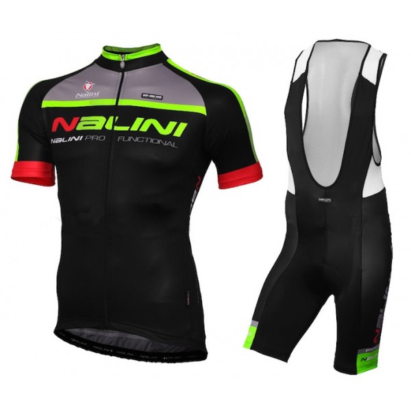 2015 Nalini Grechetto zwart fluorescence Fietsshirt Korte Mouwen+Bib Fietsbroek Korte 2017