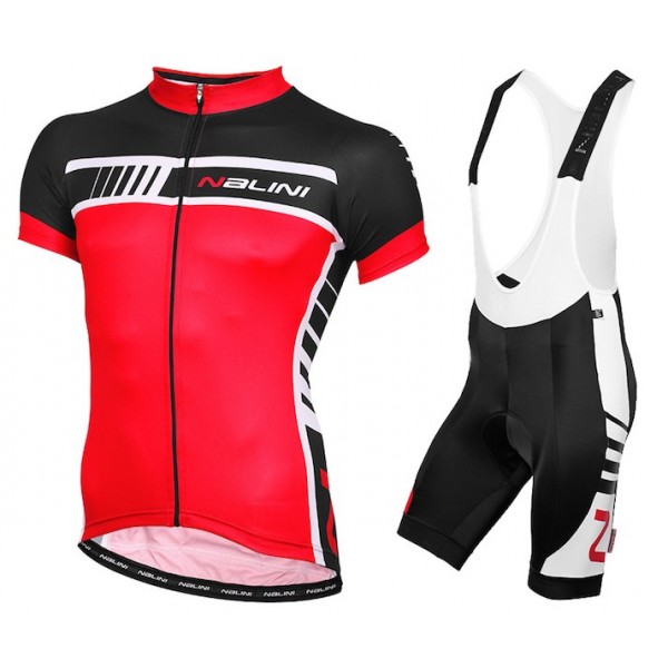 2015 Nalini Tescio zwart-rood Fietskleding Set Fietsshirt Korte Mouwen+Fietsbroek Bib Korte 2018