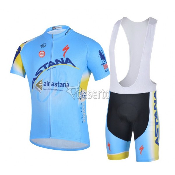 Astana Pro Team Fietspakken Fietsshirt Korte+Korte koersbroeken Bib 2014 812