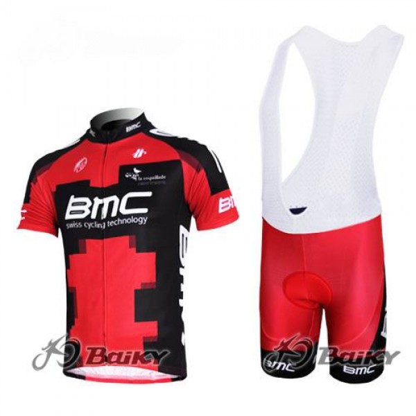 BMC Racing Team Fietsshirt Korte mouw Korte fietsbroeken Bib met zeem Kits rood 4222
