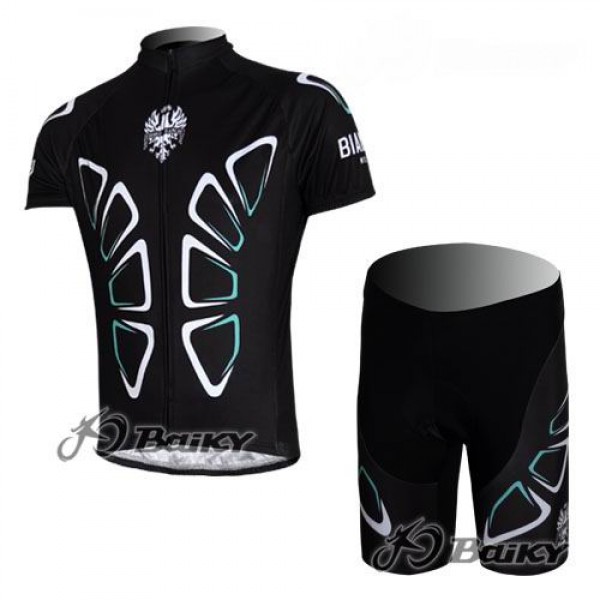 Bianchi Pro Team Fietsshirt Korte mouw Korte fietsbroeken met zeem Kits zwart 11