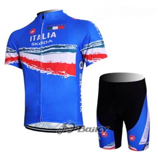 CASTELLI ITALIA SKODAFietspakken Fietsshirt Korte+Korte fietsbroeken zeem blauw 4062