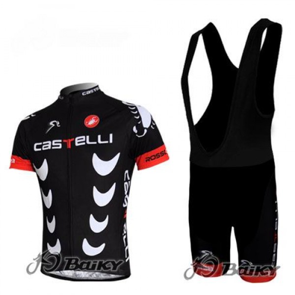 Castelli Pro Team Fietsshirt Korte mouw Korte fietsbroeken Bib met zeem Kits zwart 4248