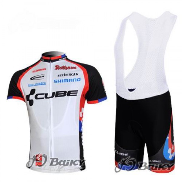 Cube Fintro Pro Team Fietsshirt Korte mouw Korte fietsbroeken Bib met zeem Kits wit zwart 4234