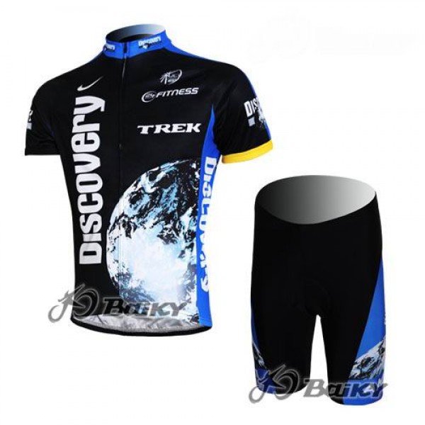 Discovery Channel Trek Pro Team Fietsshirt Korte mouw Korte fietsbroeken met zeem Kits zwart blauw 4071