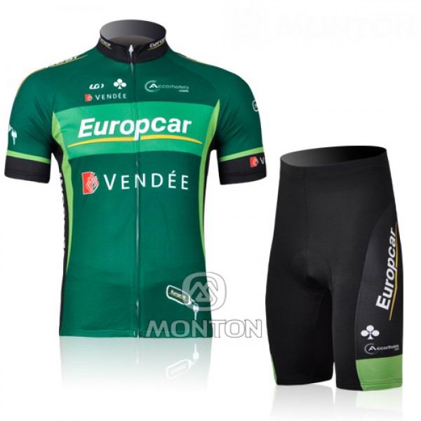 Europcar Pro Team Vendee Fietsshirt Korte mouw+Korte fietsbroeken met zeem Kits groen 139