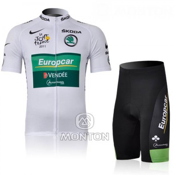 Europcar Pro Team Vendee Fietsshirt Korte mouw+Korte fietsbroeken met zeem Kits wit 140