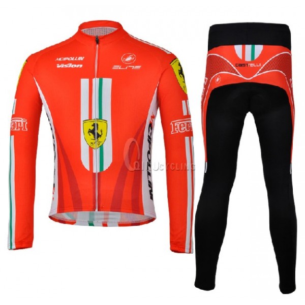 Ferrari Team Castelli Cipollini Fietspakken Fietsshirt lange mouw+lange fietsbroeken 976